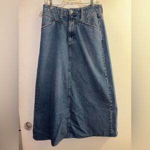 Free People We The Free Come As You Are Denim Maxi Skirt Womens 6 Blue Boho